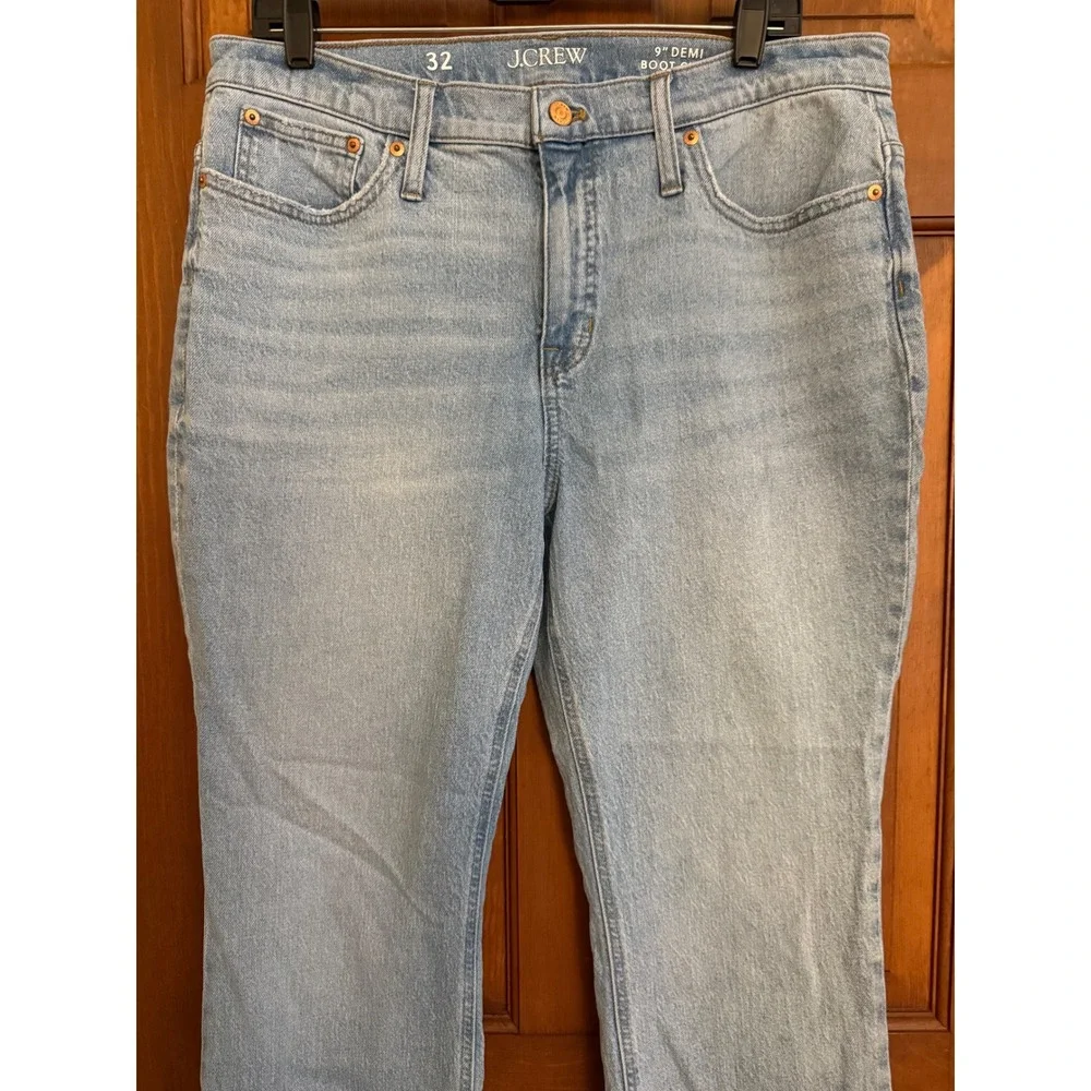 J.‎ Crew Demi-Boot Crop Jeans Womens 32 Blue Light Wash Raw Hem Stretch Denim - Picture 4 of 12